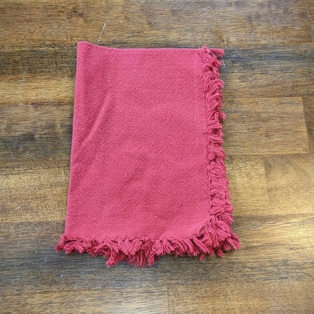 Red Fringe Cloth Napkins (x6)